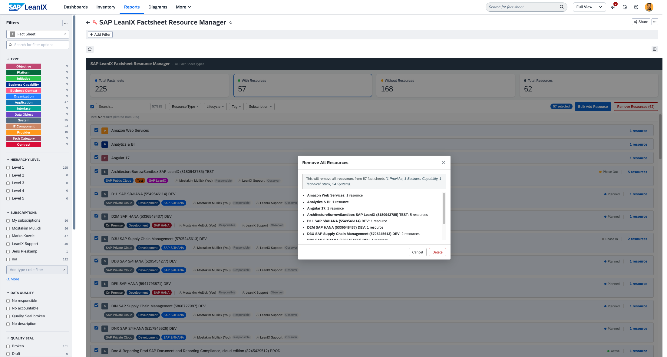 Screenshot of Fact sheet Resource Manager (Inbox View)