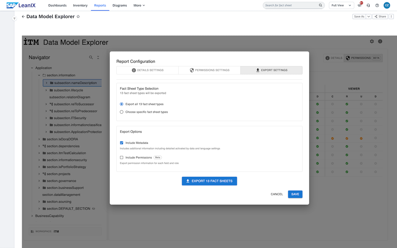 Screenshot of Data Model Explorer (EE)