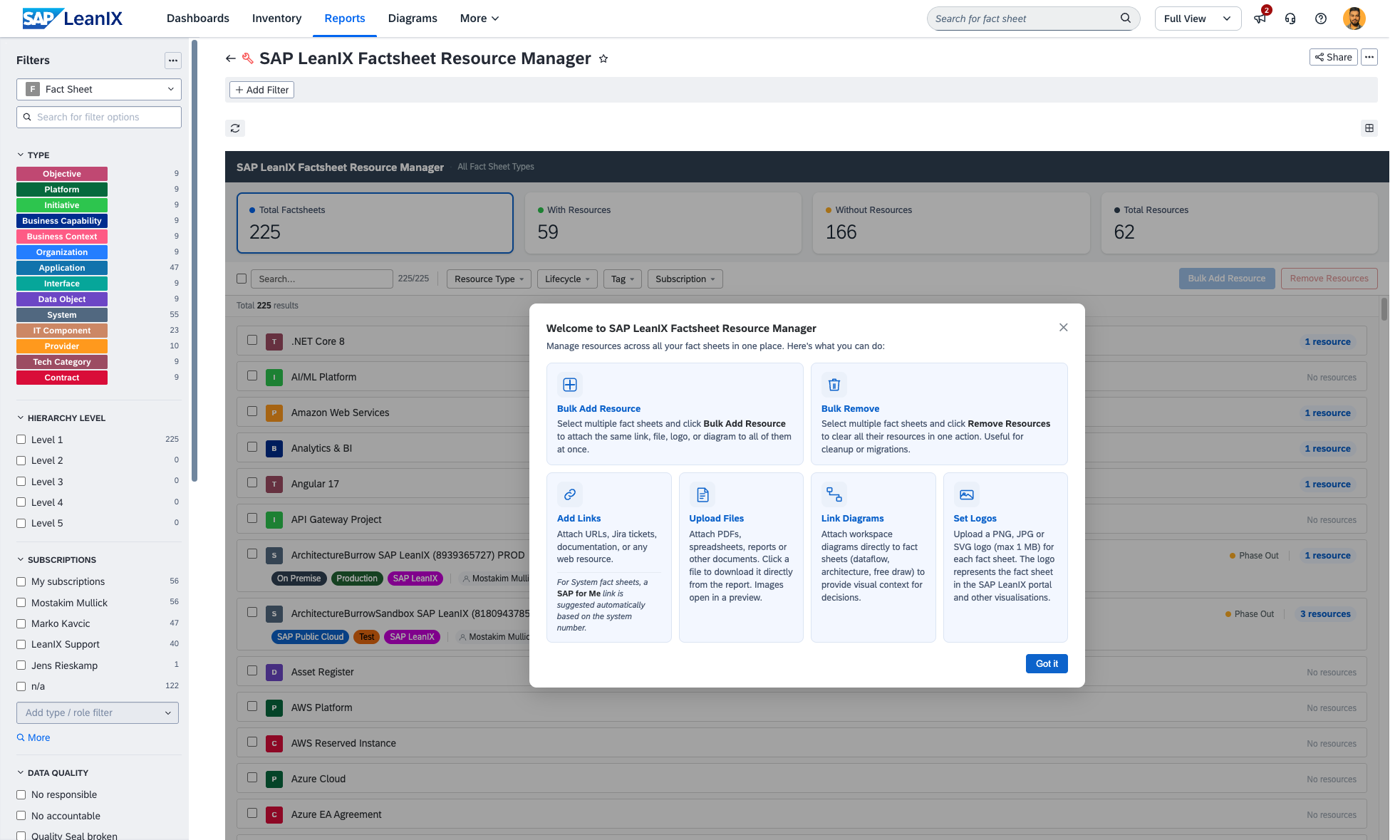 Screenshot of Fact sheet Resource Manager (Inbox View)
