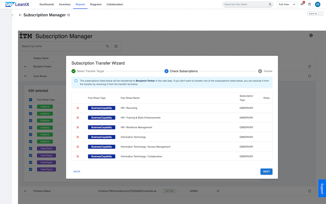 Screenshot of Subscription Manager