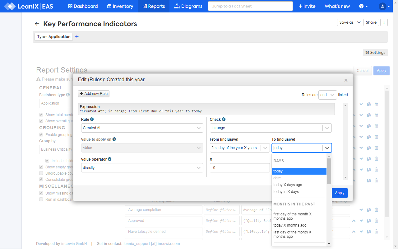 Screenshot of Key Performance Indicators Report (purchasable)