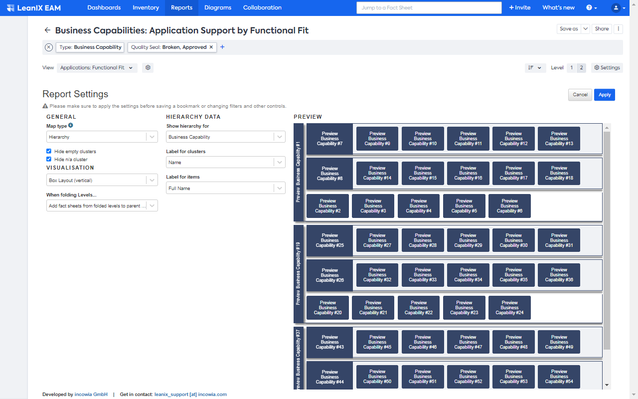 Screenshot of Architecture Map Report (purchasable)