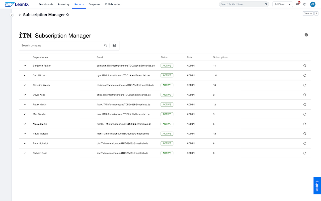 Screenshot of Subscription Manager (CE)