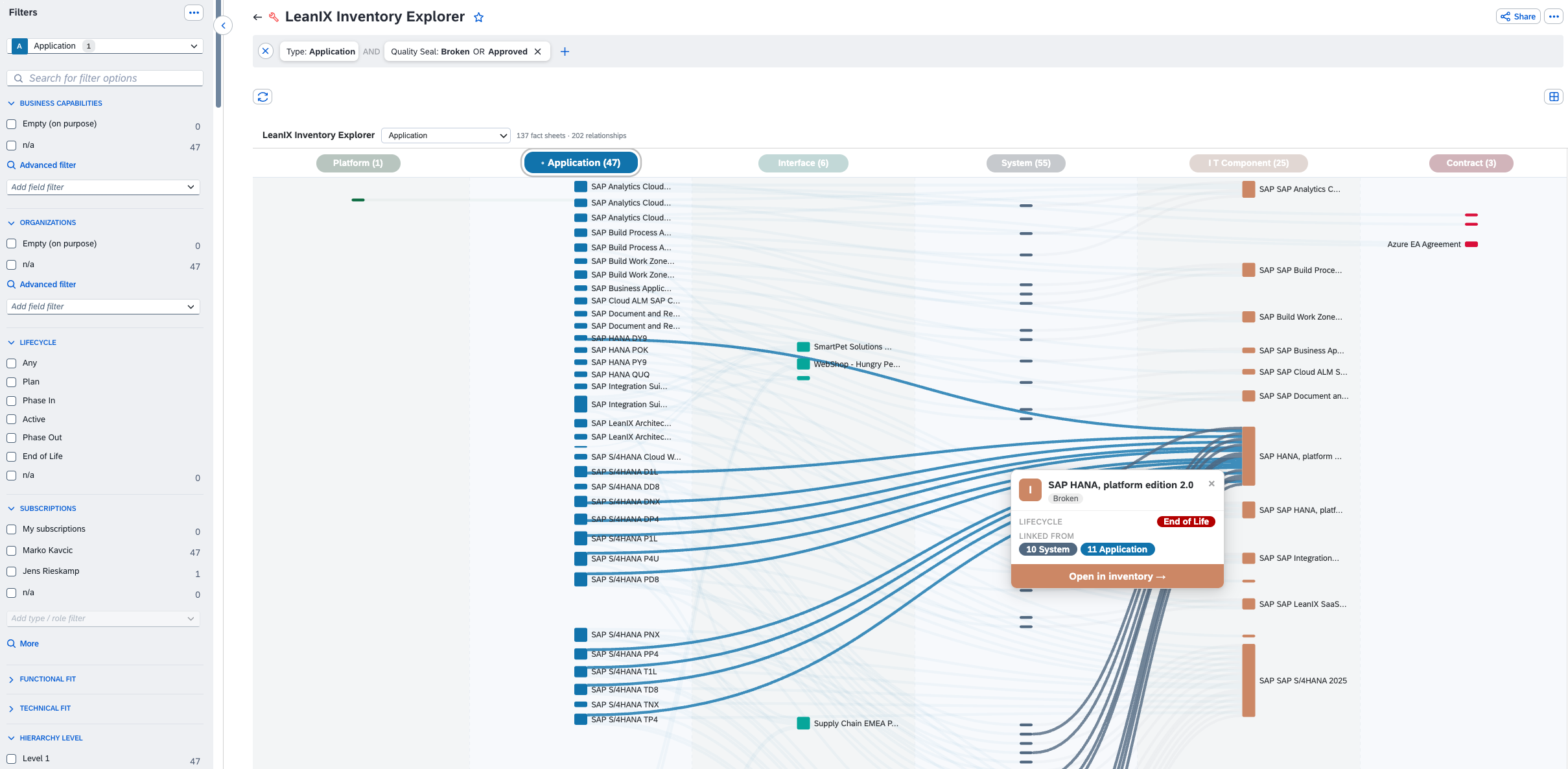 Screenshot of Inventory Explorer (Sankey View)