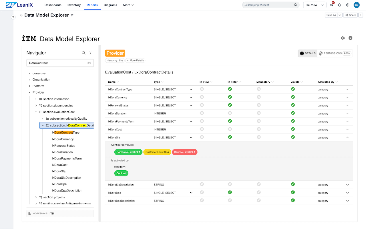 Screenshot of Data Model Explorer (EE)