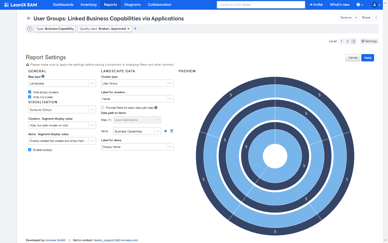Screenshot of Architecture Map Report (purchasable)