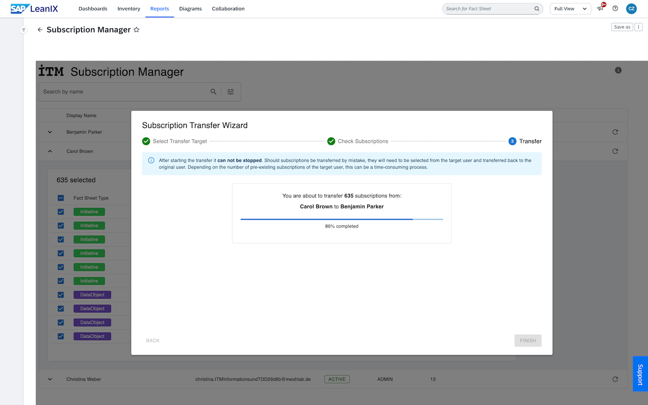 Screenshot of Subscription Manager