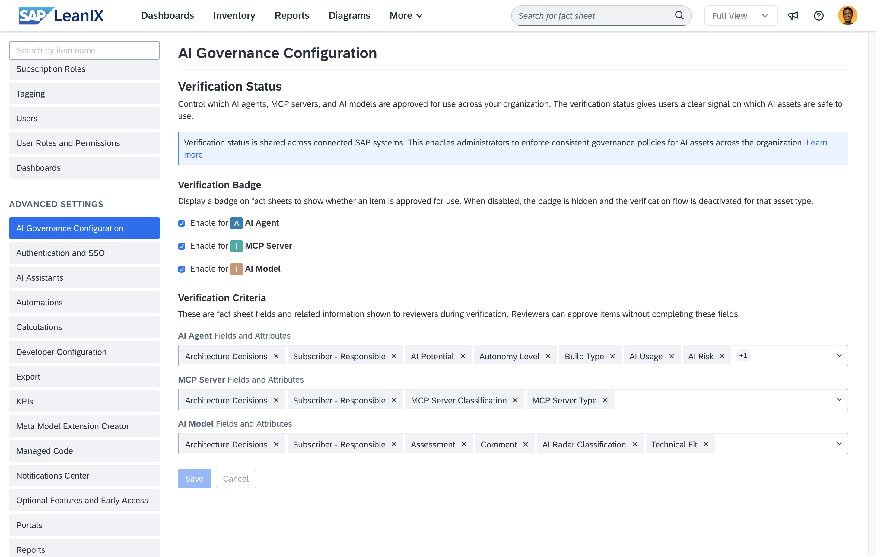 Screenshot of AI Governance
