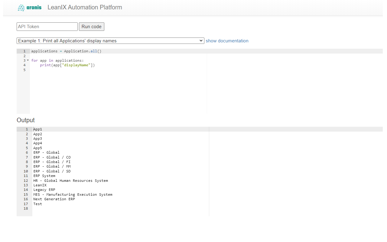 Screenshot of Automation Platform