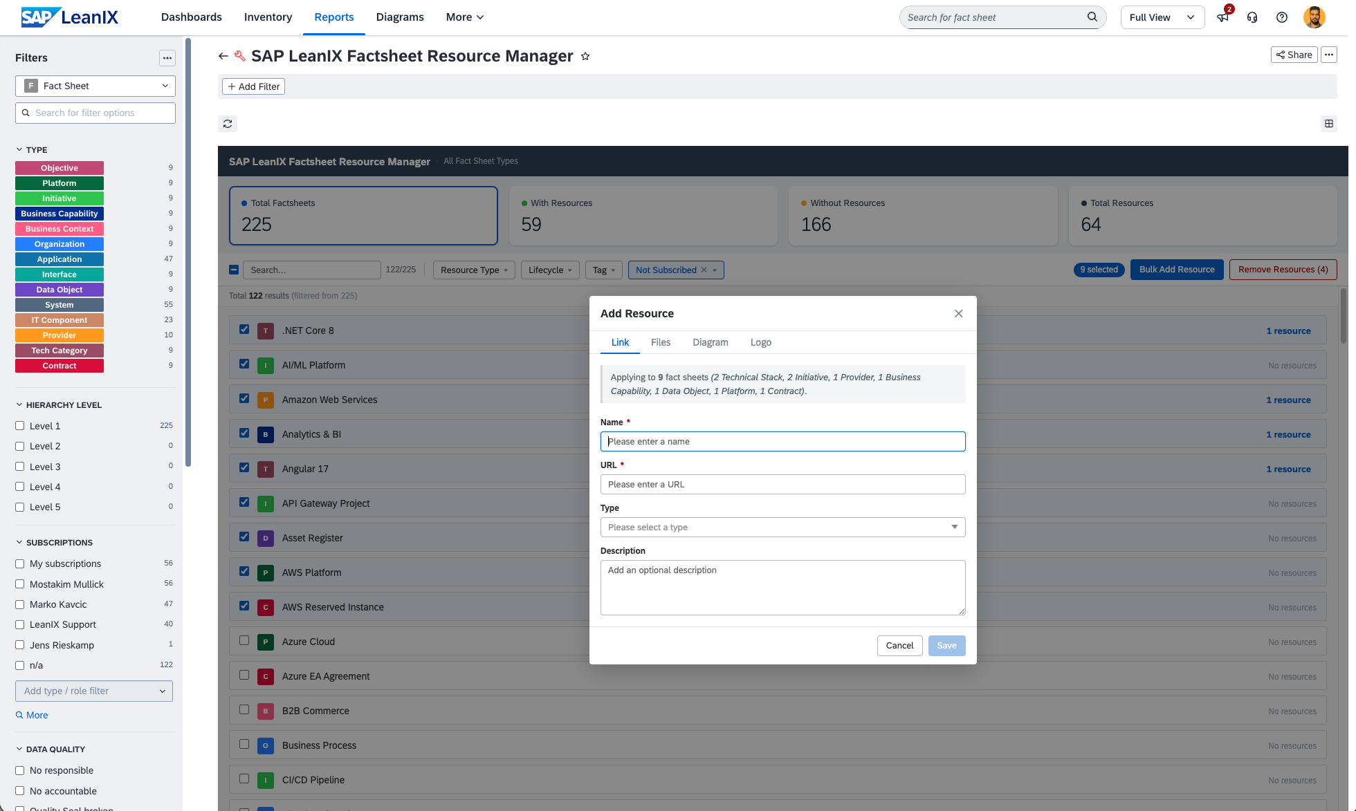 Screenshot of Fact sheet Resource Manager (Inbox View)