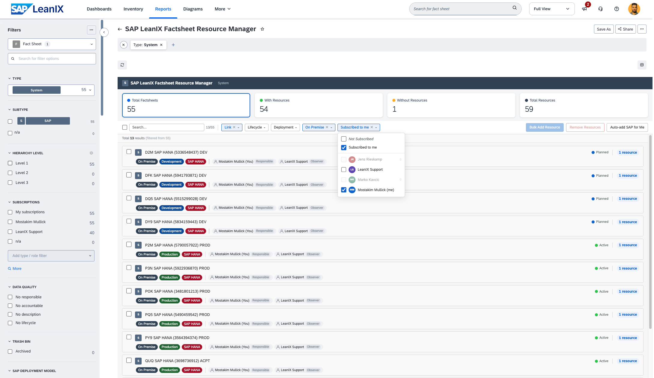 Screenshot of Fact sheet Resource Manager (Inbox View)