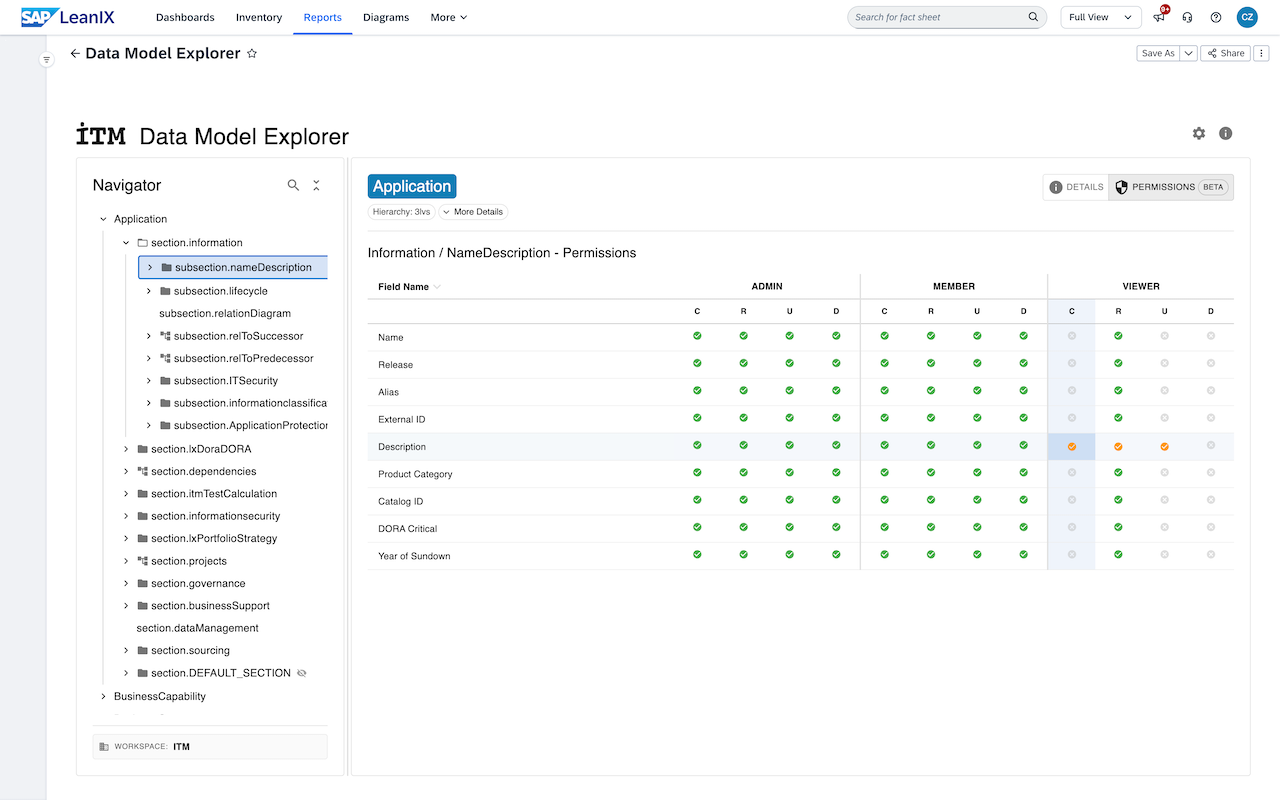 Screenshot of Data Model Explorer (EE)